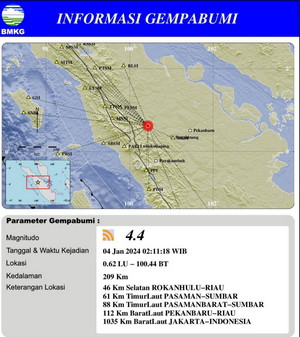 Dini Hari Tadi Rohul Diguncang Gempa Bumi 4,4  Magnitudo