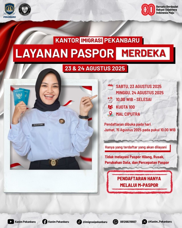 Imigrasi Pekanbaru Hadirkan Layanan Paspor Merdeka di Mal Ciputra