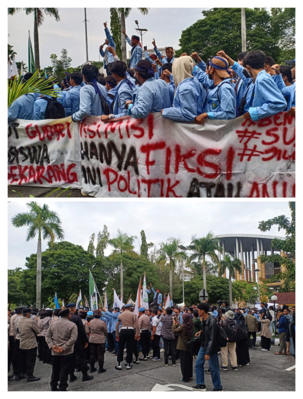 Bobol Penjagaan Satpol PP,  Massa Mahasiswa Unri Geruduk Kantor Gubri