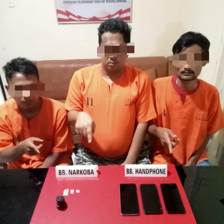 Terlibat Sabu, Tiga Warga Kuok Diseret ke Polres Kampar