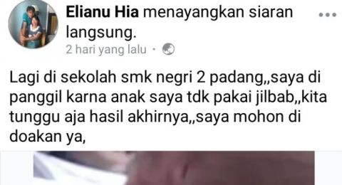 Viral Siswi Nonmuslim Diminta Berjilbab di Padang, Ortu Dipanggil ke Sekolah