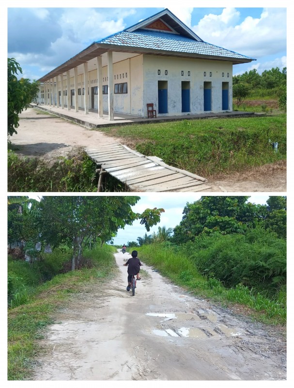 Memprihatinkan, Jalan dan Gedung SMPN 8 Tambang  Rusak Parah