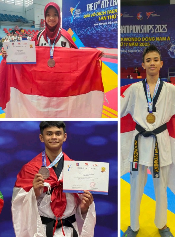 Tiga Atlet Yunior Taekwondo Riau Raih Medali di ATF 2025 Vietnam