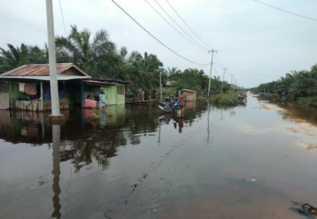 Aktivitas Warga Lumpuh, Dua Dusun di Bengkalis Terendam Banjir