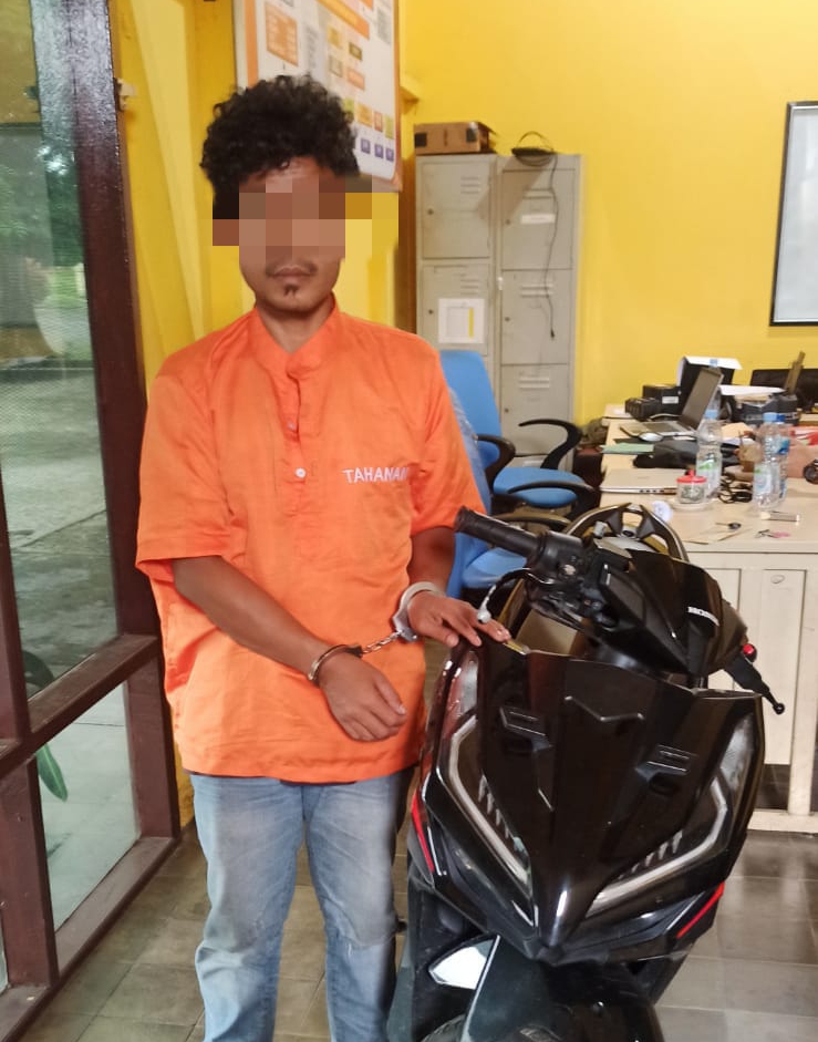 Maling Motor di Teras Rumah Warga Tak Berkutik di Ciduk Polsek Kampar