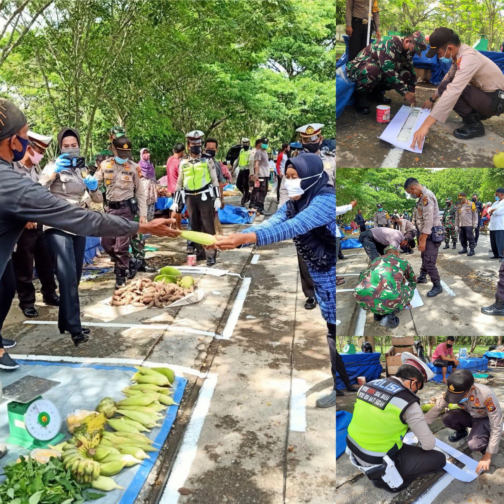Polres Siak Gelar Rekayasa Sosial Physical Distancing di Pasar Belantik Raya