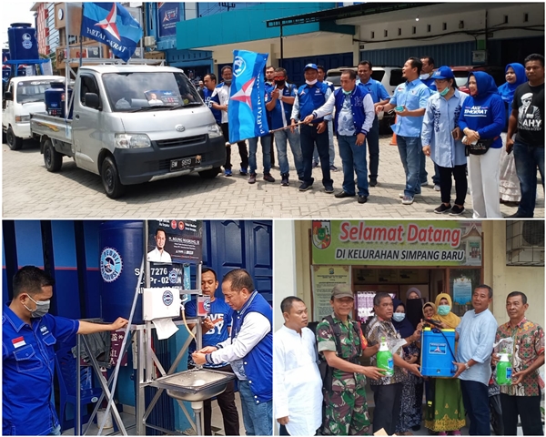 Ikuti Arahan AHY, Partai Demokrat Pekanbaru Sediakan Puluhan Wastafel Portable dan Alat Penyemprotan Desinfektan