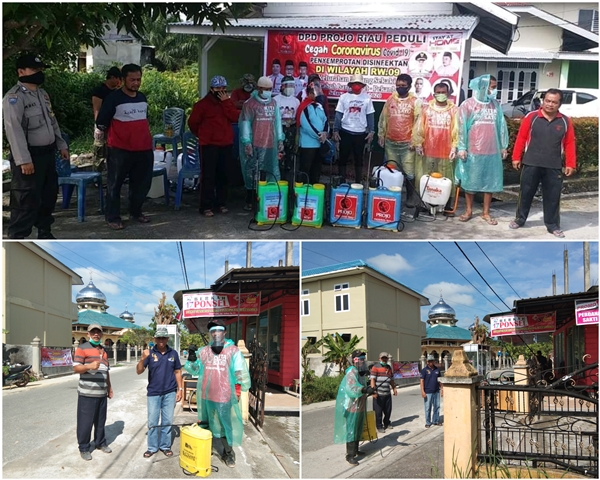 Cegah Covid-19, DPD Projo Riau Gelar Penyemprotan Desinfektan Gratis Bersama Warga Labuh Baru Barat