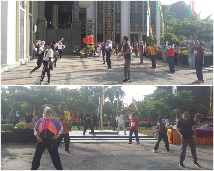 Lawan Covid-19, Anggota Dewan dan Sekretariat DPRD Pekanbaru Senam Bersama