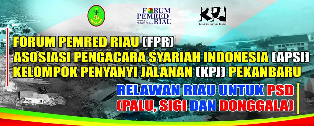 Forum Pemred Riau, APSI & KPJ Terbang ke Palu Bantu Korban Tsunami