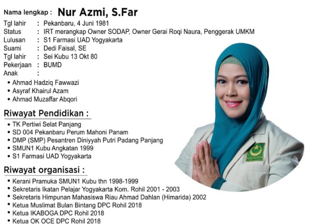 Nur Azmi, Caleg PBB Dapil V Rohil akan Perjuangkan Hak-hak Perempuan di Parlemen