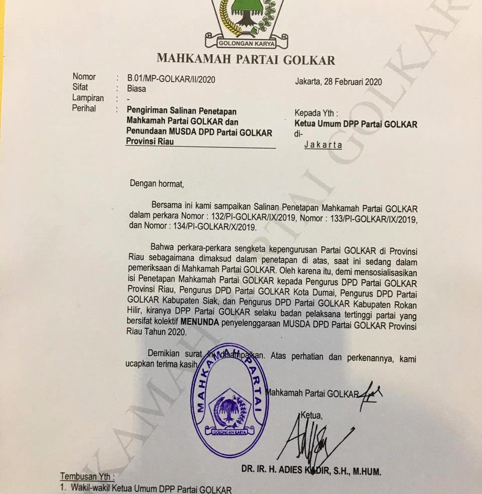 Ini Alasan DPP Tunda Musda Golkar Sampai Waktu tak Ditentukan