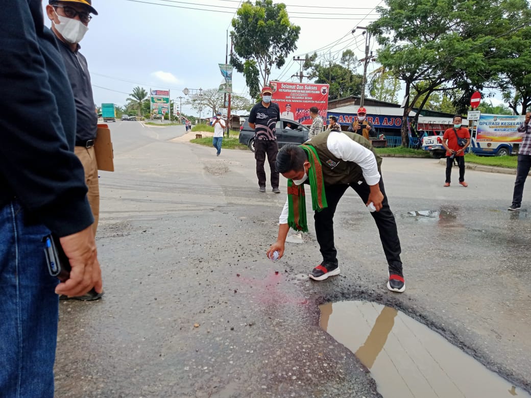 Bupati Pelalawan :  Jalan Rusak Dan Berlobang Segera Diperbaiki