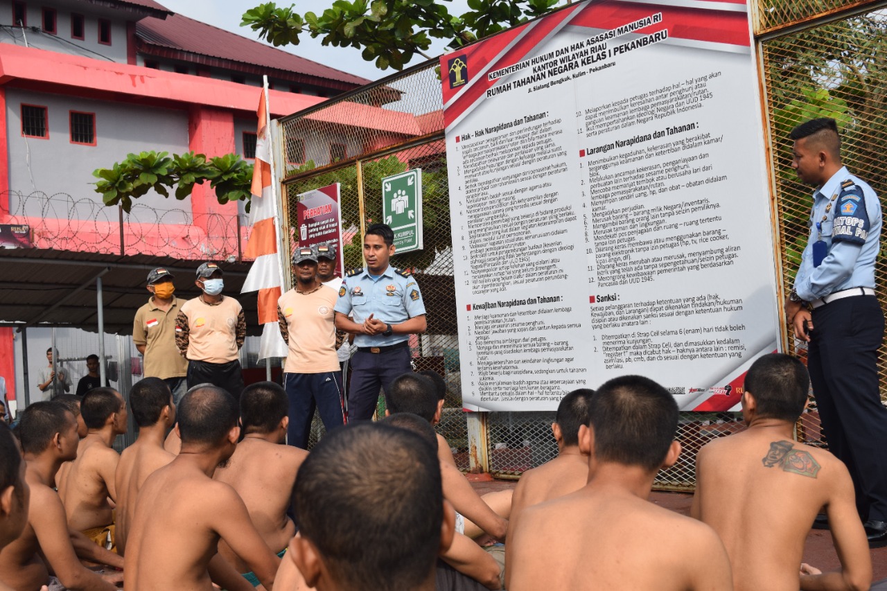 Diberi Edukasi, 70 Tahanan Baru Rutan Kelas I Pekanbaru Ikuti Mapenaling