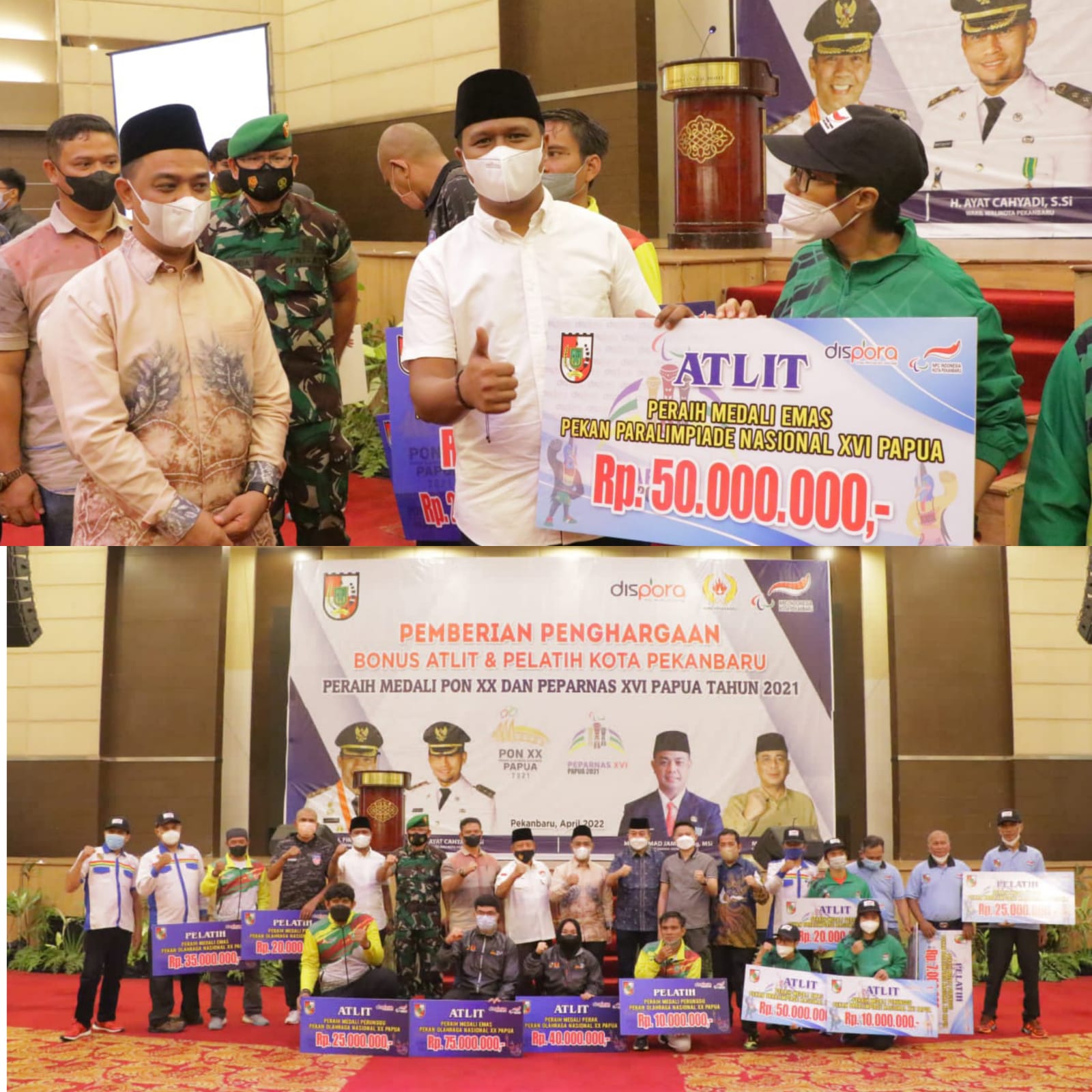Dihadiri Ketua KONI, Pemko Pekanbaru Bagikan Bonus Atlet Peraih Emas PON Papua