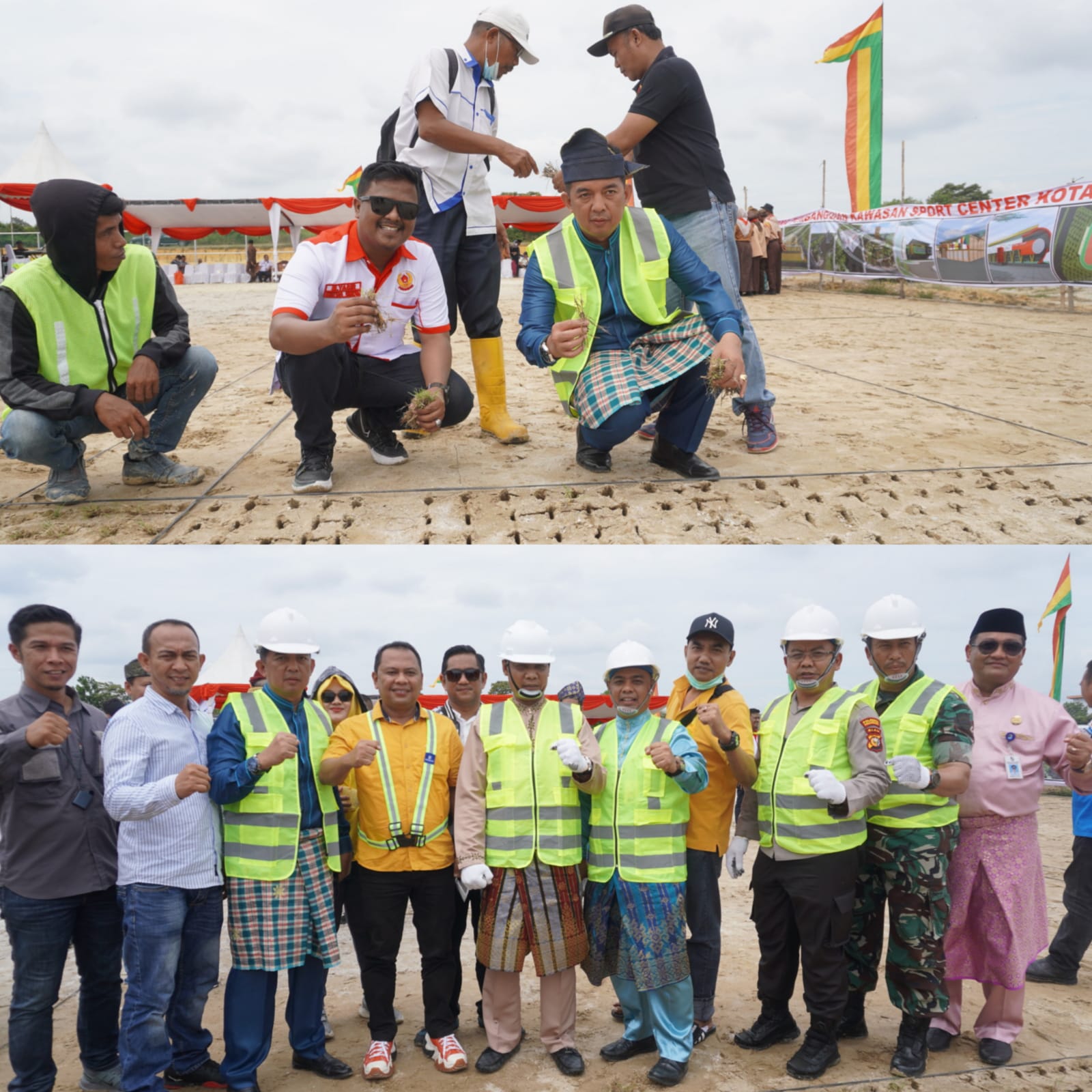 Ketum KONI Pekanbaru Ikut Tanam Rumput di Lapangan Sport Center