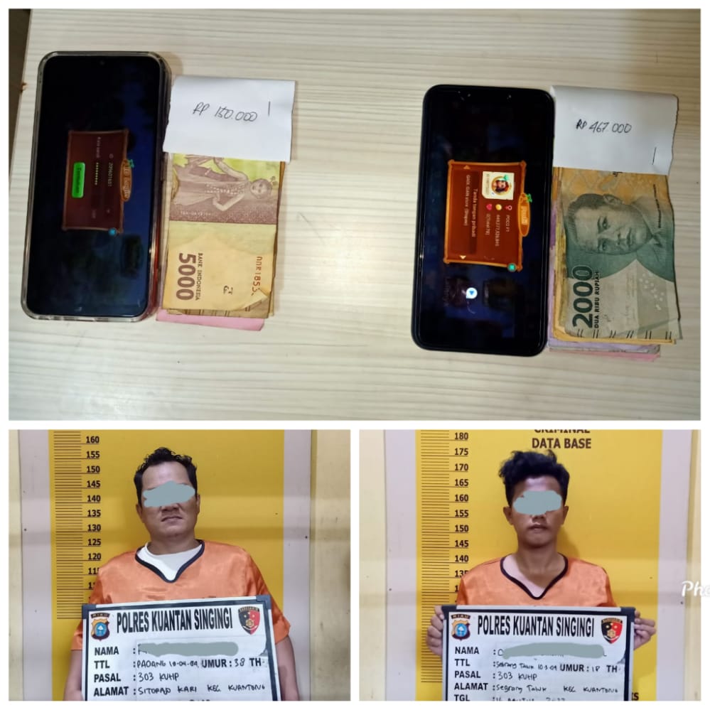 Satreskrim Polres Kuansing Tangkap 2 Pelaku Judi Higgs Domino 