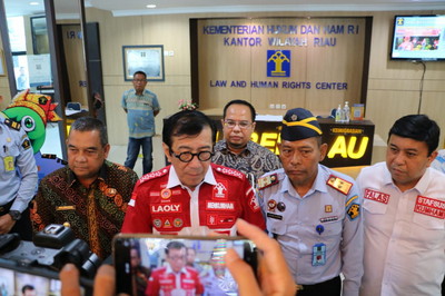 Menkumham Yasonna Kunjungi Kanwil Kemenkumham Riau