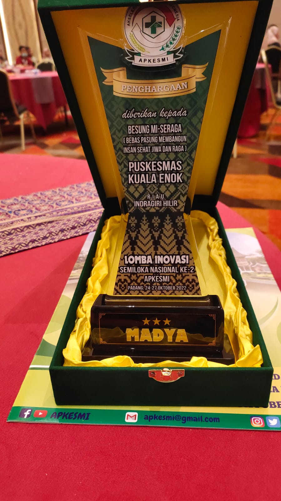 Program Besung MI Seraga Puskesmas Kuala Enok Raih Penghargaan Tingkat Nasional