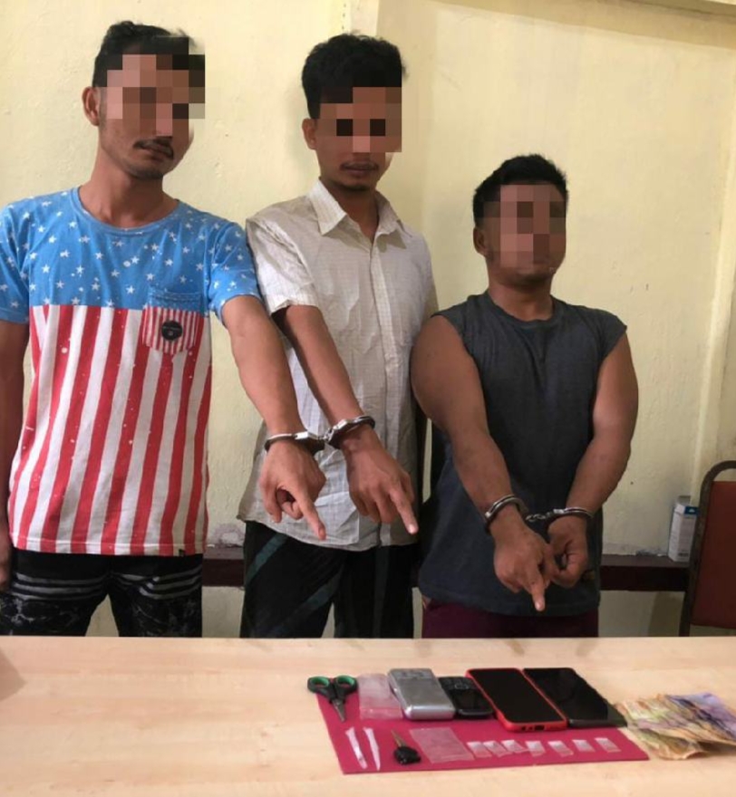Polsek Kampar Ringkus 3 Pengedar Sabu di Padang Mutung