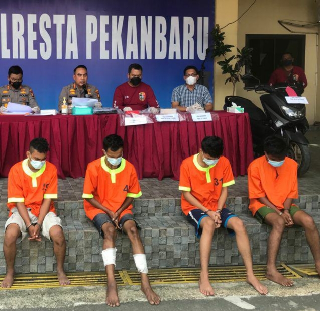 Tim Jembalang Polresta Pekanbaru Ringkus 4 Jambret dari 3 Komplotan
