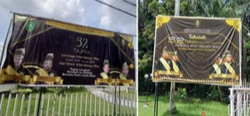 Dua Baleho Pimpinan LAMR Diturunkan dan Diganti Baleho Gubri