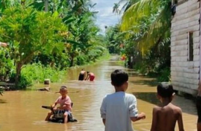Sungai Batang Lubuh Meluap, Banjir Mengancam Warga Kecamatan Rambah 