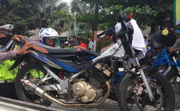 Ratusan Sepeda Motor Knalpot Brong Diamankan Satlantas Polresta Pekanbaru 