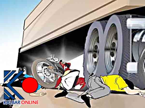 Tergelincir lobang, Kepala Istri Remuk Tergilas truk