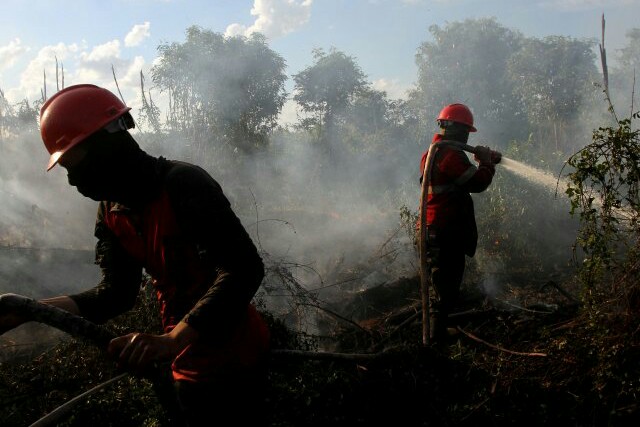 Atasi Karhutla Riau, Satgas Terbangkan Tiga Heli Pengebom Air