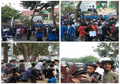 Terciduk, Pelajar Putih Abu-abu Ikut Aksi Demo Mahasiswa di DPRD Riau