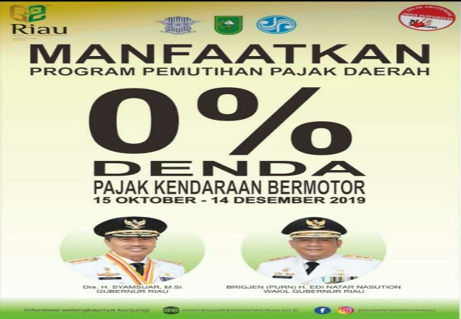 Pemprov Riau Luncurkan Program Penghapusan Denda Pajak dan Bea Balik Nama Kendaraan Bermotor