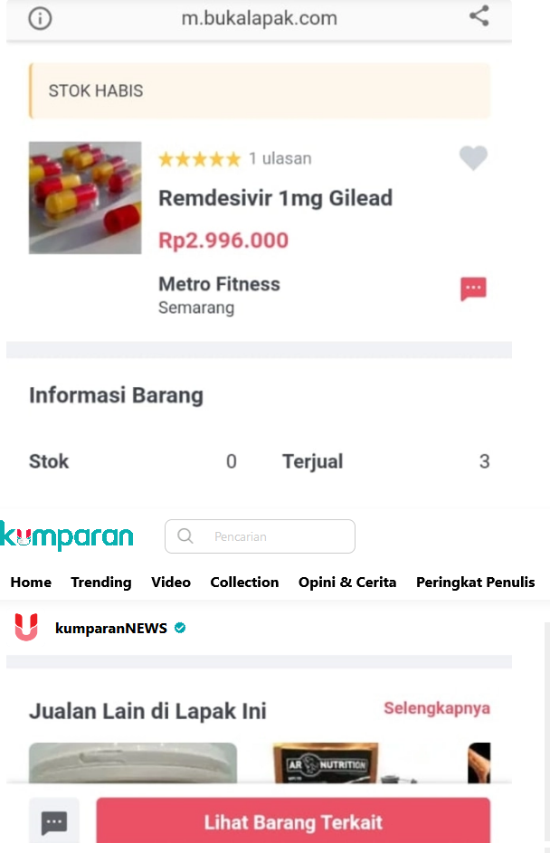 Obat untuk Pasien COVID-19 Remdesivir Dijual di Toko Online