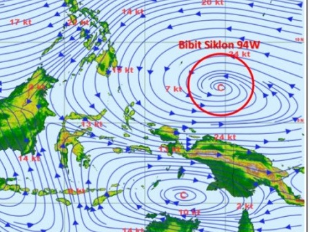 Usai Badai Seroja, Kini Muncul Siklon 94W, BMKG Ingatkan Waspada Banjir 