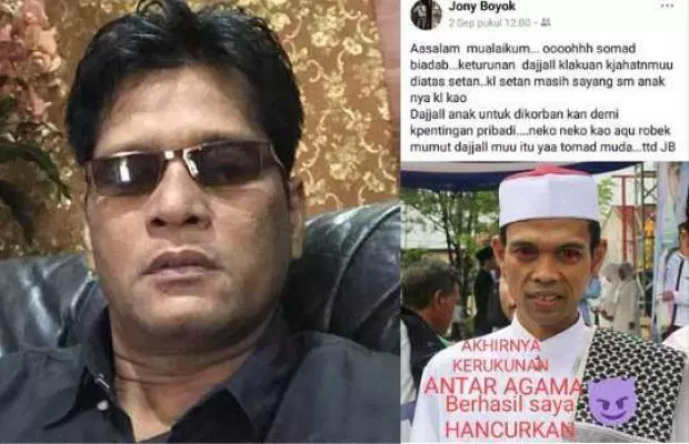 Jony Boyok Ditetapkan Sebagai Tersangka Atas Kasus Penghinaan Terhadap Ustadz Abdul Somad di Facebook