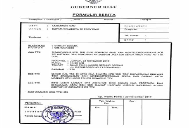 Besok Yan Prana Dilantik Jadi Sekdaprov, Gubri Minta Bupati Walikota Hadir