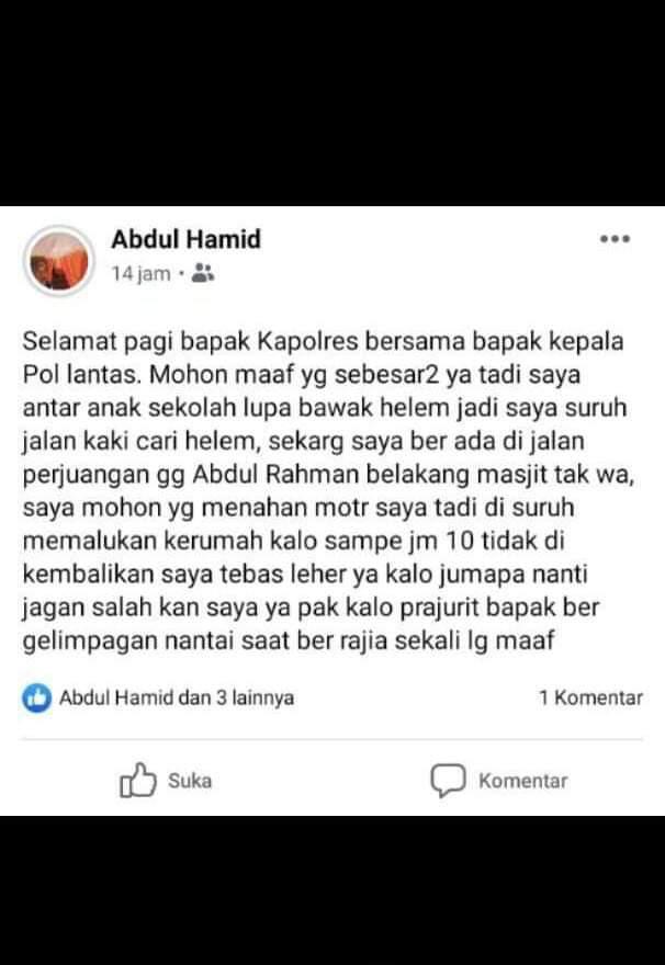 Sebelum Serang Polisi di Mapolres, Pelaku Unggah Status Di Medsos 