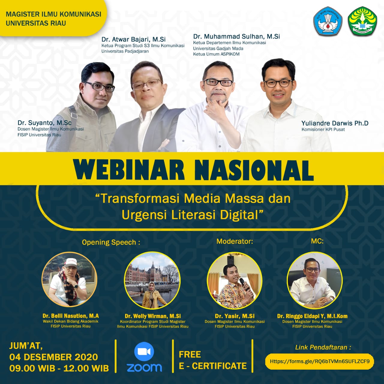 Magister Ilmu Komunikasi FISIP UR Gelar Webinar Nasional 