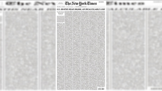 Media AS New York Times Tampilkan Nama Korban di Halaman Depan Koran