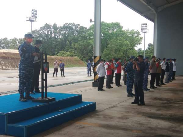 HUT TNI AU ke-74, Lanud RSN Semprot Disinfektan Jalan Protokol