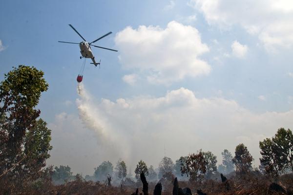 BPDB Kerahkan Dua Helikopter Padamkan Karhutla di Rohil