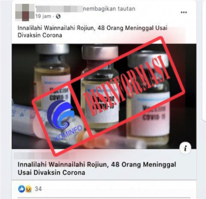 Kominfo Tegaskan Informasi Orang Meninggal akibat Vaksin Covid-19 Hoaks