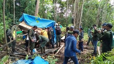 10 Pondok Pembalak Liar di Giam Siak Kecil Bengkalis Dimusnahkan