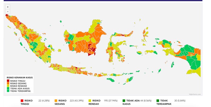 Daftar Lengkap Zona Corona di Indonesia Per 23 Agustus 2020
