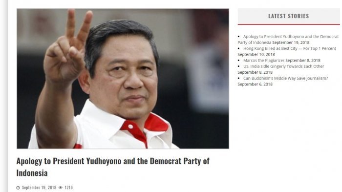 Fitnah Kasus Bank Century, Permohonan Maaf Asia Sentinel kepada SBY 