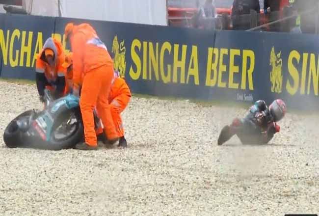MotoGP Australia 2019, Quartararo Terlempar bersama Motornya saat Latihan Bebas