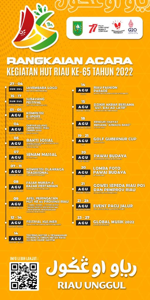 Inilah Rangkaian Agenda Kegiatan Hari Jadi ke-65 Provinsi Riau 