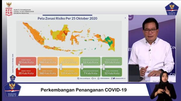 Satgas COVID: Jumlah Daerah Zona Merah Corona Turun Jadi 20, Zona Hijau 19